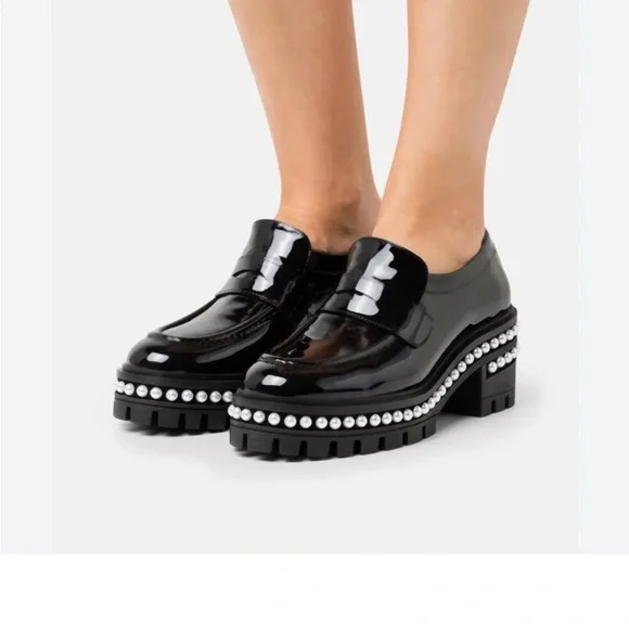 Stuart Weitzman SOHO PEARL LOAFER Black Pearl-Embellished Size 6 NWT - Picture 2 of 11